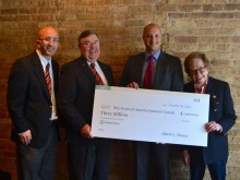 Albert Hanna (right) presented his $3 million donation to Boy Scouts of America for the Samoset Council in north-central Wisconsin at an event in Chicago this week. Jeff Ottosen, scout executive, stands at the far left next to Samoset Council President Patrick Wallschlaeger and Gabi Salimi, vice president of wealth management at Northern Trust. (Photo: Contributed photo)