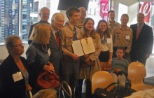 Eagle Scout Jack Dailey with family and Troop 240, with Greater New York Councils Co-Chair John C. Whitehead and President Ray Quartararo.