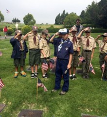 Scouts place flags at veterans’ graves in Santa Clarita, CA // Photo courtesy of SCV News