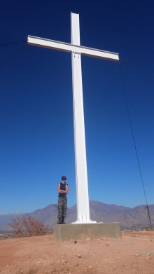 Scout Repairs Enormous Metal Cross for Eagle Project